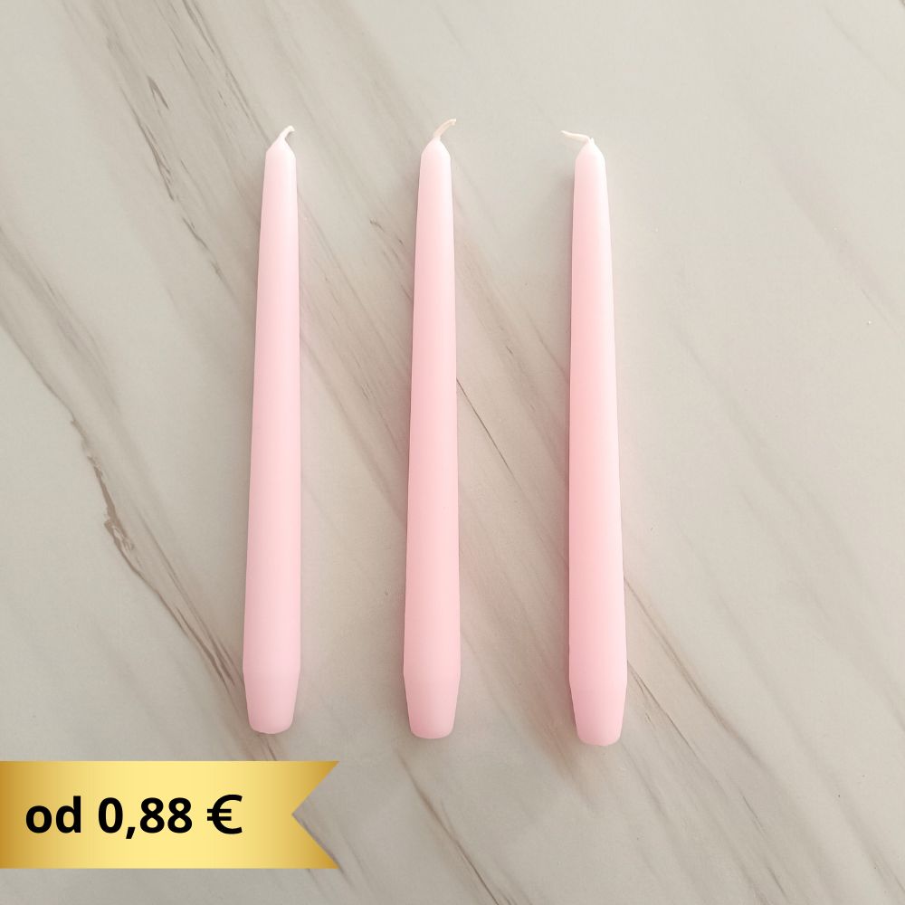 Konusna svijeća 20x250 mm - baby roza