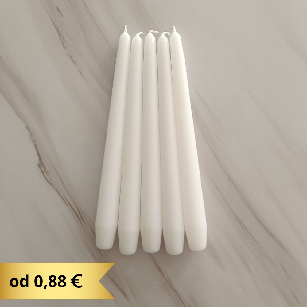 Konusna svijeća 20x250 mm - bijela mat